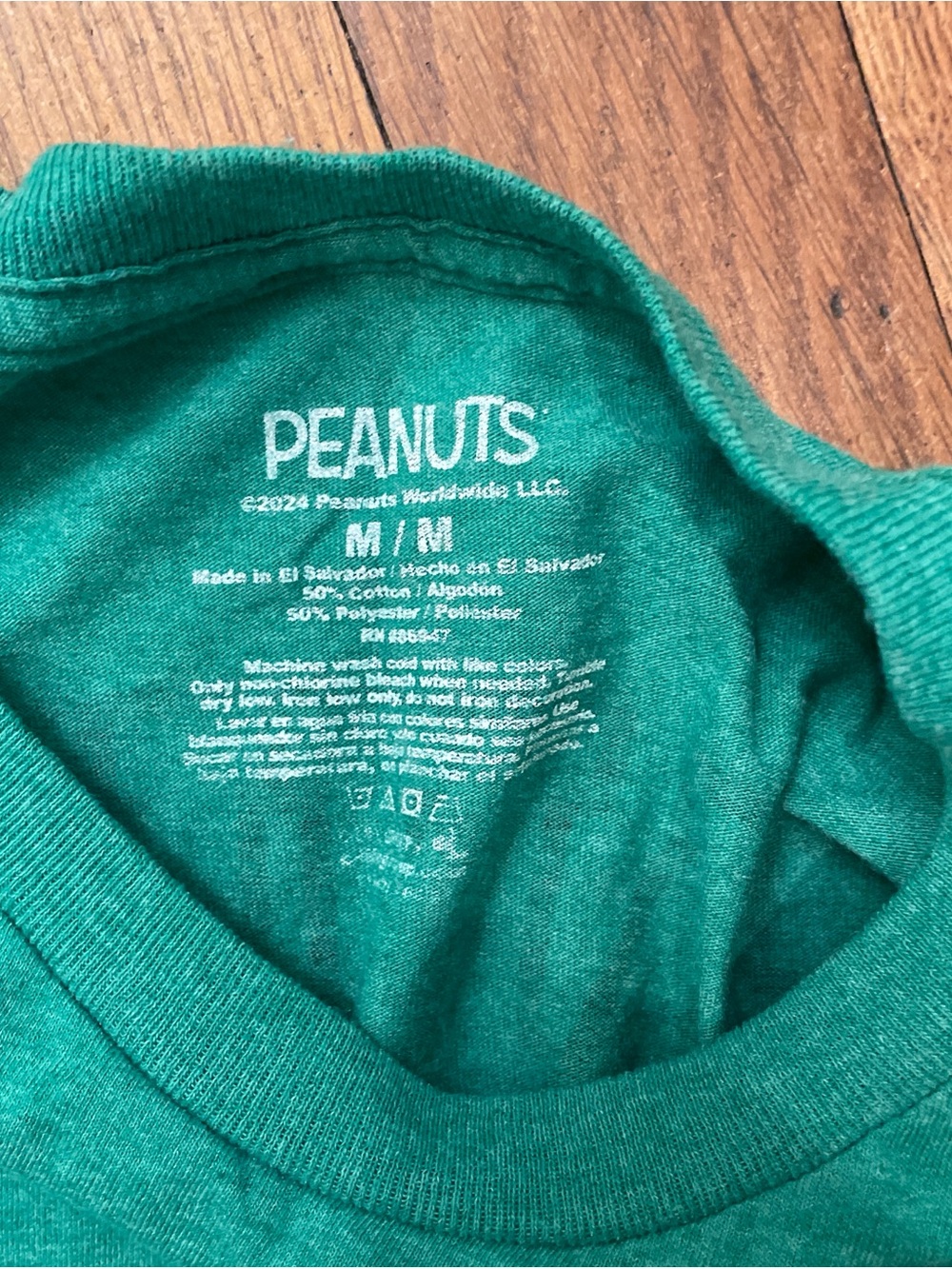Peanuts Green Crewneck Tee with White Logo - Picture 2 of 3